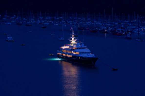 26 July 2020 - 21-26-49
I'll soon be compiling a special album of superyachts by night. These aren't too bad examples. The Virginian sits all illuminated in the centre of the river.
----------------------
62 metre superyacht Virginian in Dartmouth at night